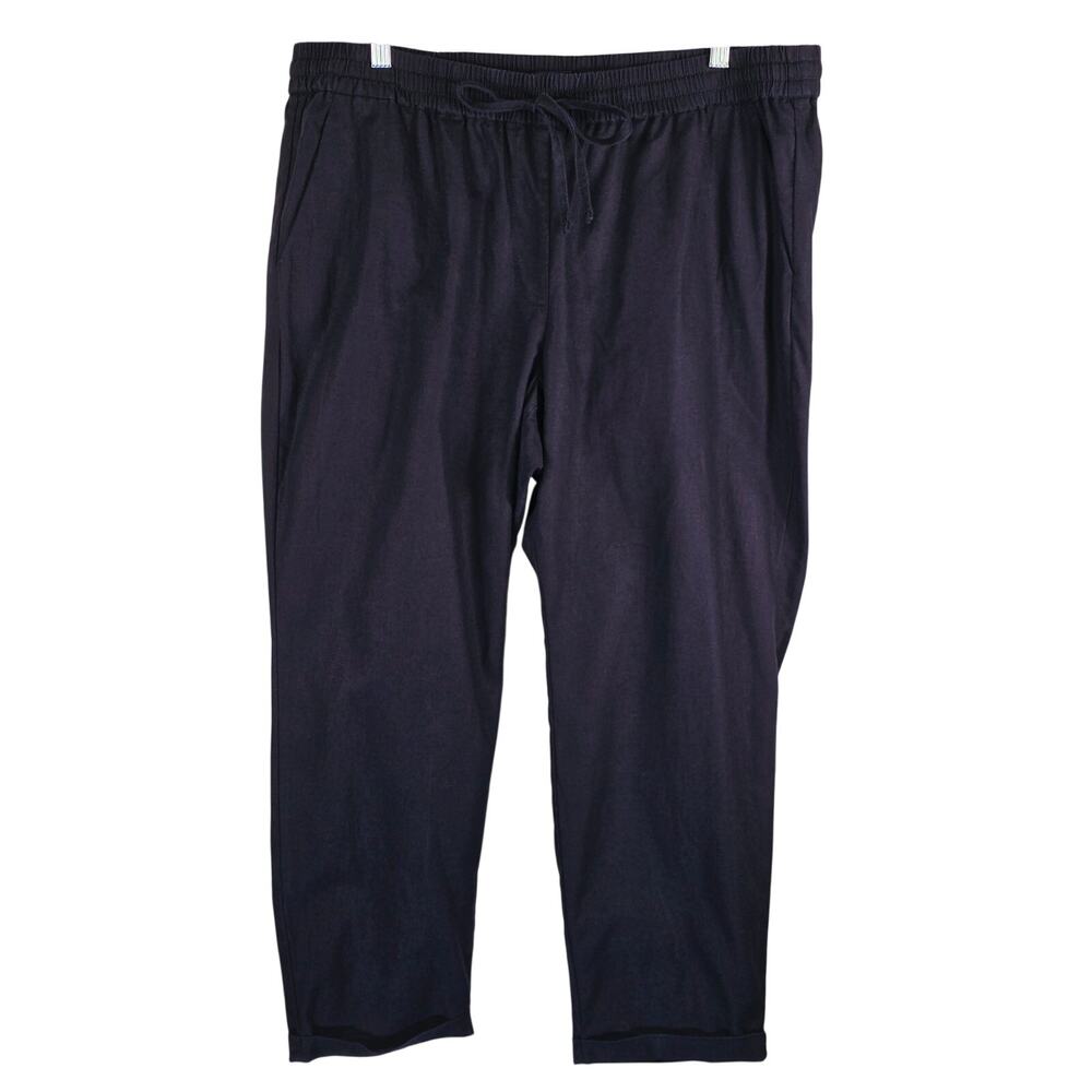 J Crew Factory Black Linen Blend Cuffed Business Casual Women's Pants 16